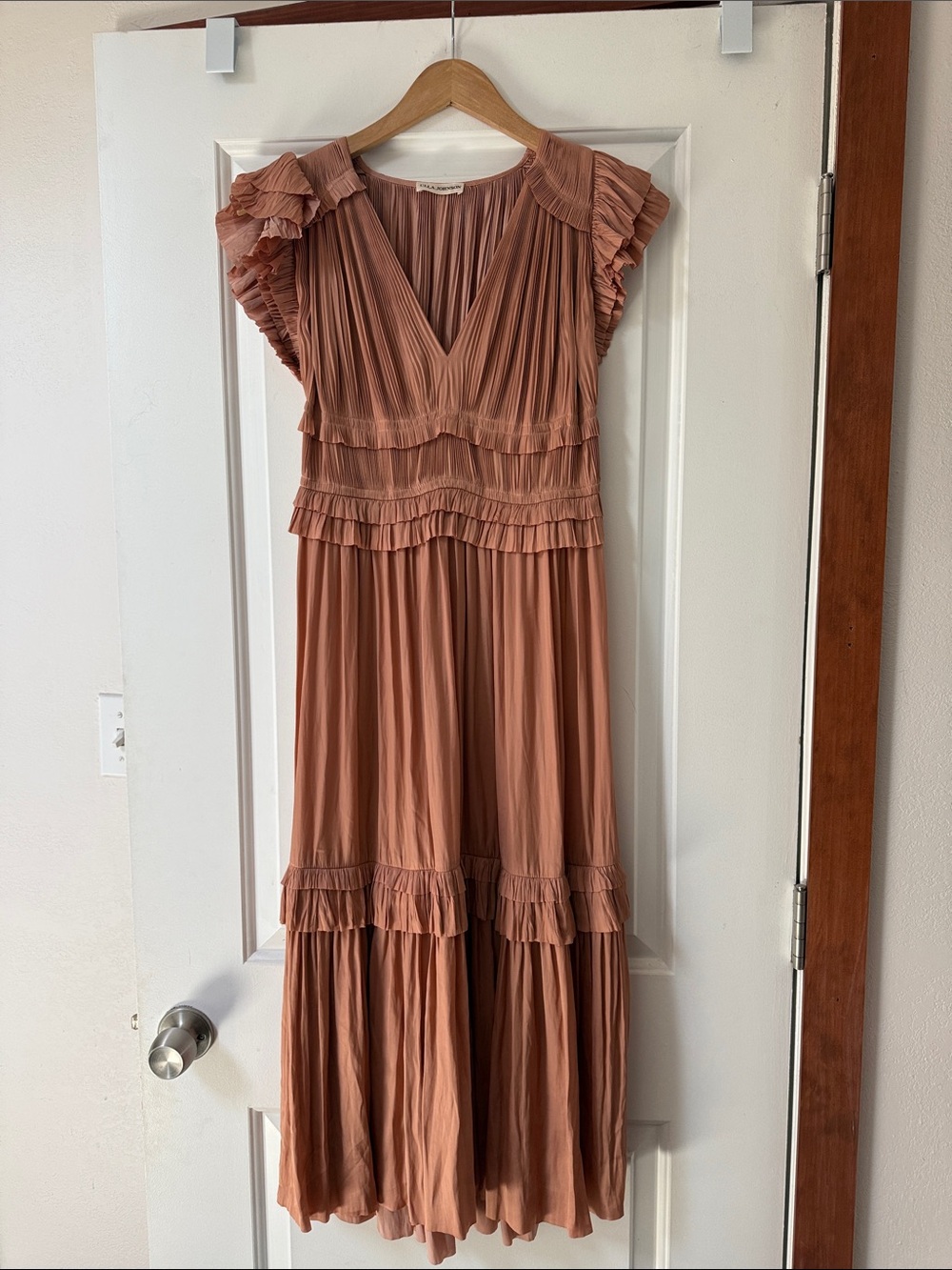 Ulla Johnson Dusty Rose Pleated Midi Dress